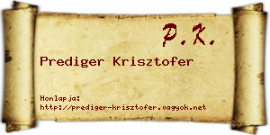 Prediger Krisztofer névjegykártya